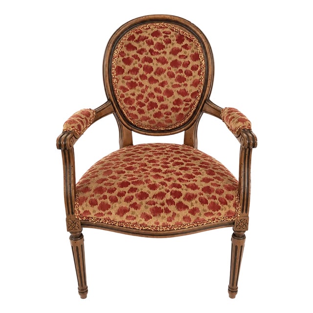 Mid 20th Century Louis XVI Style Cabriolet Arm Chair For Sale