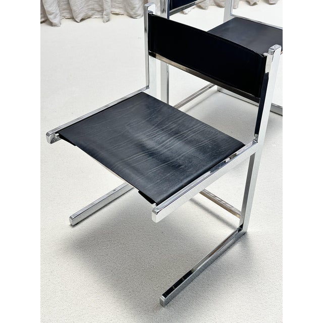 1960s Brutalist Chrome and Leather Chairs from Sigma Furniture, Belgium, 1960s, Set of 6 For Sale - Image 5 of 12