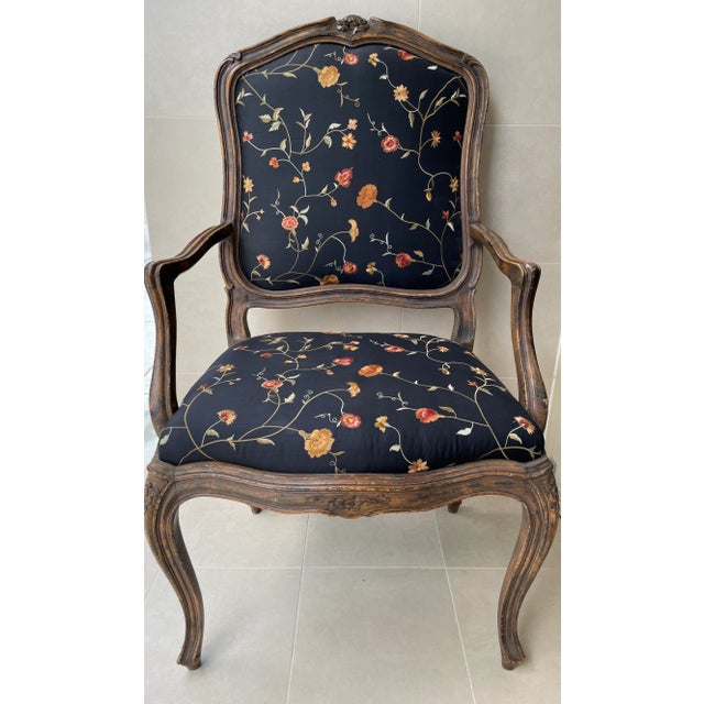 Late 19th Century Pair of 19th C. French Louis XVI Armchairs in Brunschwig Et Fils For Sale - Image 5 of 7
