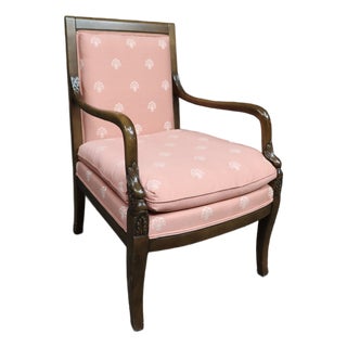 Ethan Allen Cherry Lolling Armchair With Carved Dolphin Arms For Sale