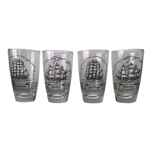 Vintage Clipper Ships Glass Tumblers- Set of 4
