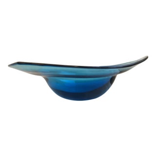 Vintage Blue Glass Bowl For Sale