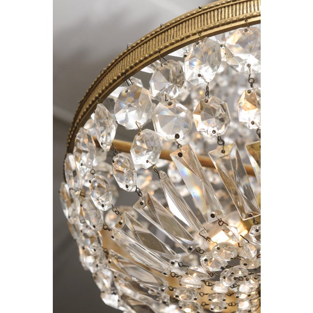 Bronze French Empire Crystal Basket Chandelier, Gilt Bronze, Early 20th C. For Sale - Image 8 of 9