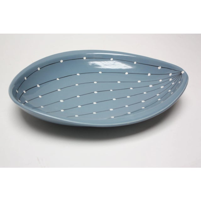 Swedish Modern (circa 1955) ceramic blue 'cupol' serving bowl designed by Lillemor Mannerheim for Upsala Ekeby / Gefle as...