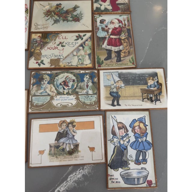 Lot of 28 Early 1900s Framed Postcards Foil Edged Under Glass, Handwritten For Sale In Atlanta - Image 6 of 6