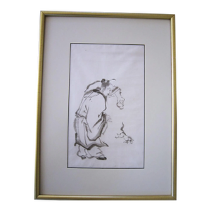 Antique Japanese Sumi-E Ink Painting