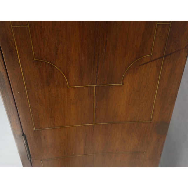 Very Fine 1900s Antique Russian Brass Inlay Two Glass Doors Storage Cabinet For Sale - Image 6 of 13