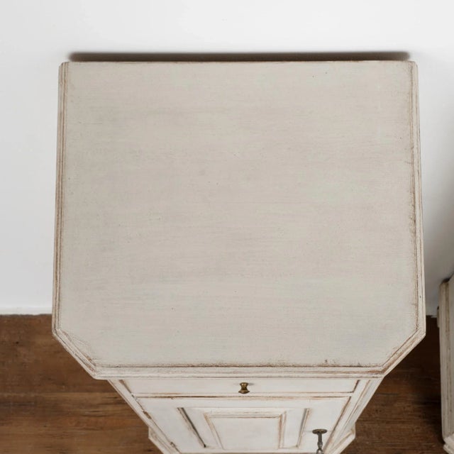 Pair, White Painted Nightstands, Sweden Circa 1880 For Sale - Image 4 of 11