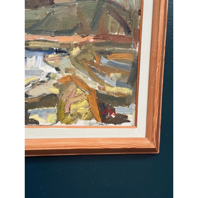 O. Blomberg, Cubist Landscape, 1950s, Oil Painting on Canvas, Framed For Sale - Image 12 of 16