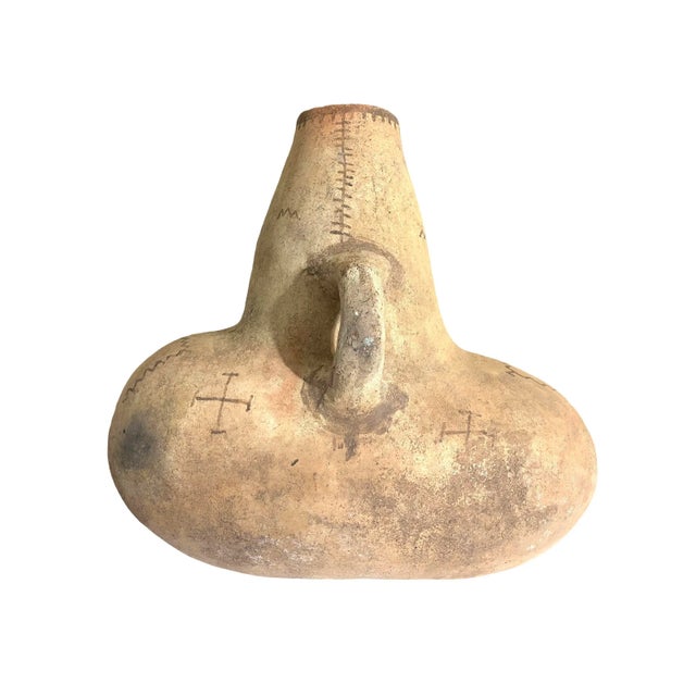 #4648 Moroccan Vintage Tuareg Terracota Clay Decorative Pot 19" H For Sale - Image 9 of 12