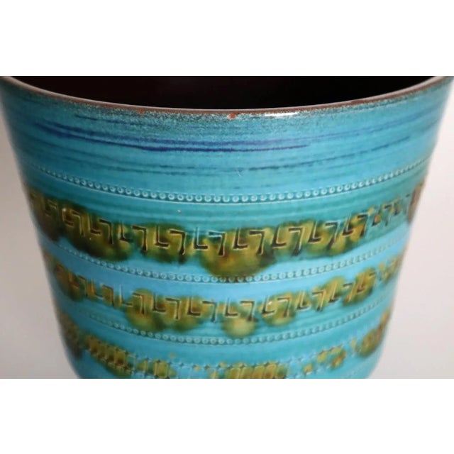 Large Blue Turquoise Flower Pot attributed to Aldo Londi for Bitossi, 1960s, in Very Good conditions. Designed 1960 to...