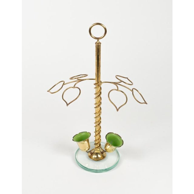 1960s Mid-Century Flower Umbrella Stand in Glass and Brass in the style of Cristal Arte, Italy, 1960s For Sale - Image 5 of 16