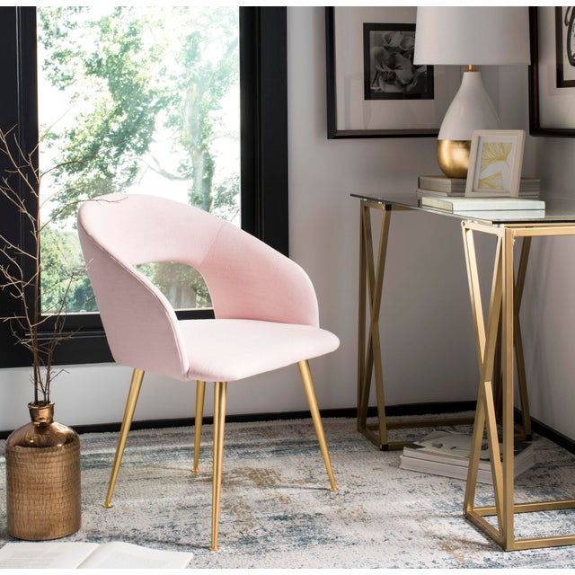 Linen Blend Dining Chair in Light Pink Chairish