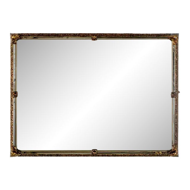 20th Century Neoclassic to Rococo Rectangular Large Wall Mirror With Ornate Gilded Frame For Sale