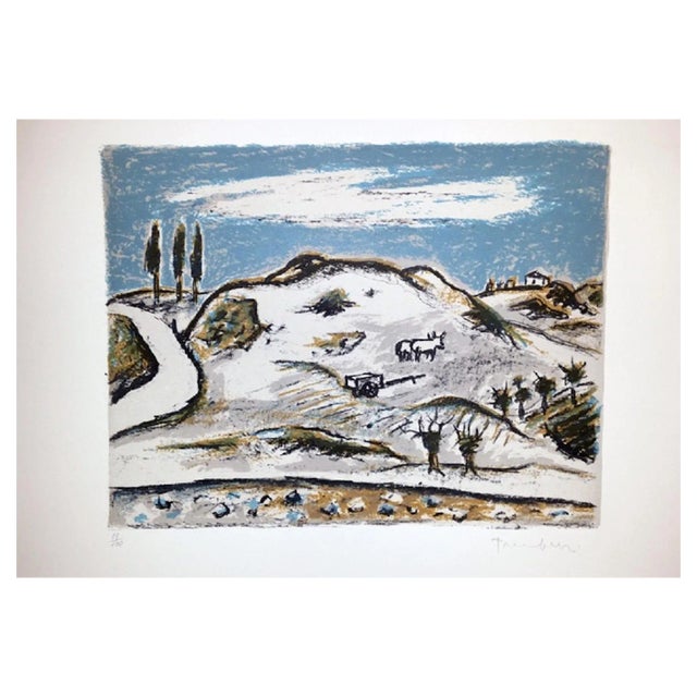 Orfeo Tamburi, I Bovi Tra Le Crete, Original Lithograph, 1970s For Sale