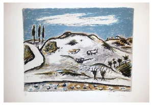 Orfeo Tamburi, I Bovi Tra Le Crete, Original Lithograph, 1970s