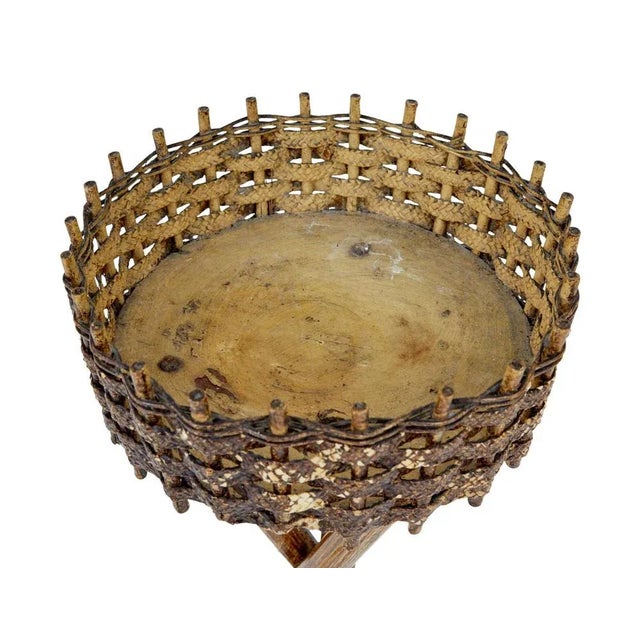 Rustic Mid 20th Century Woven Plant Stands, 1950s, Set of 2 For Sale - Image 3 of 7