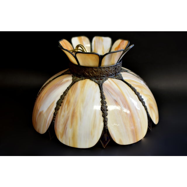 Antique American Bisque Ceiling Light Lamp Shade Glass Victorian Excellent For Sale - Image 10 of 17