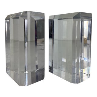 Mid-Century Vintage Ritts Astrolite Lucite Cube Bookends For Sale
