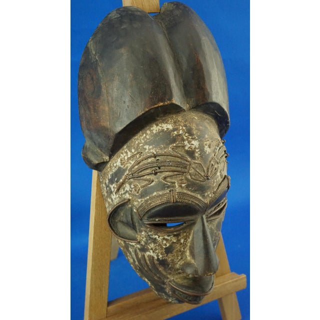 Antique African Ethnic Tribal Mask in Wenge Wood and Copper, 1890s For Sale - Image 11 of 18