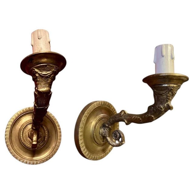 Italian Louis XVI Gilt Bronze Single-Arm Wall Light Sconces, Set of 2 For Sale - Image 12 of 12