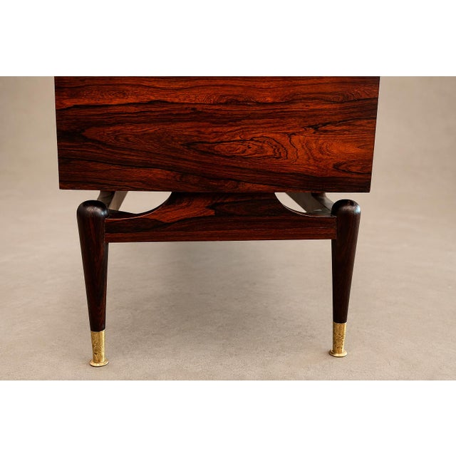Giuseppe Scapinelli Rosewood Credenza With Brass Sabots, Brazilian Modern, 1950s For Sale - Image 15 of 18