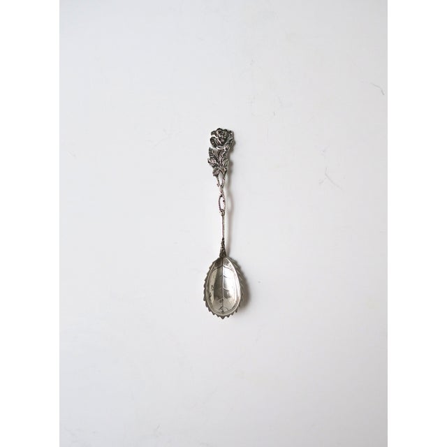 Late 19th Century Late 19th Century Sterling Silver Spoon, Rose Flower Botanical Design, Victorian For Sale - Image 5 of 8