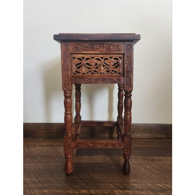 Vintage Mid-Century Anglo-Indian Bone Inlay Side Table (Circa 1950s) For Sale - Image 4 of 12