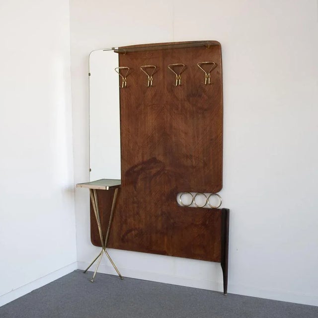 Brown Brass and Briarwood Coat Stand in the style of Giò Ponti, 1950s For Sale - Image 8 of 11