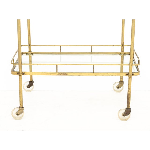 Mid-Century Modern Brass Two-Tier Bar Cart For Sale - Image 4 of 7