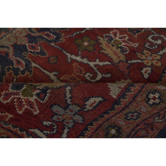 19th Century Persian Sultanabad Red Botanical Handmade Carpet For Sale - Image 4 of 4