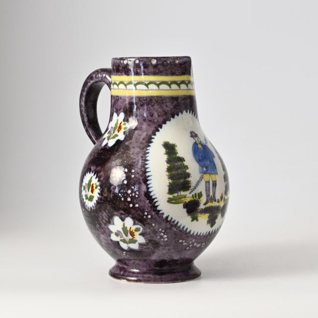 Rustic Antique Manganese Ceramic Jug from Boch Freres Keramis, 1800s For Sale - Image 3 of 15