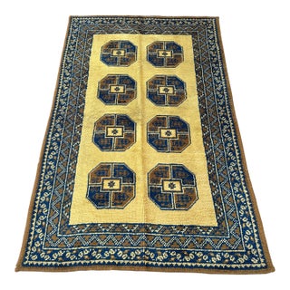 Moroccan Golden Hand-Knotted Wool Rug - 6'10" X 4'4" For Sale