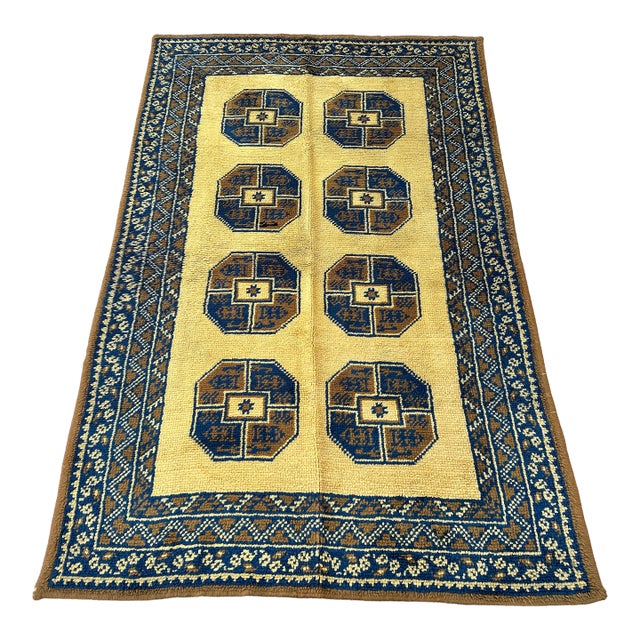 Moroccan Golden Hand-Knotted Wool Rug - 6'10" X 4'4" For Sale