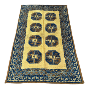 Moroccan Golden Hand-Knotted Wool Rug - 6'10" X 4'4"