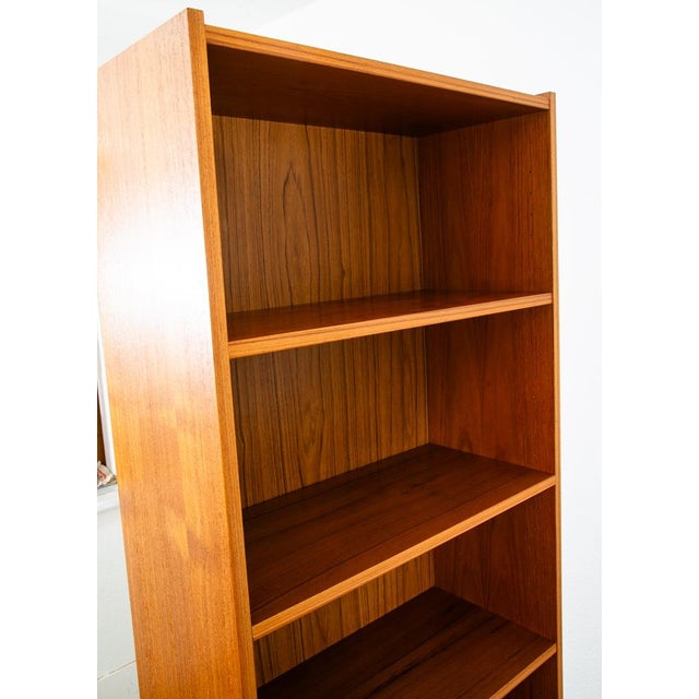 1960s Mid Century Danish Modern Bookshelf Tall Teak Wood Shelving 6 Shelf Compact 24" For Sale - Image 12 of 12