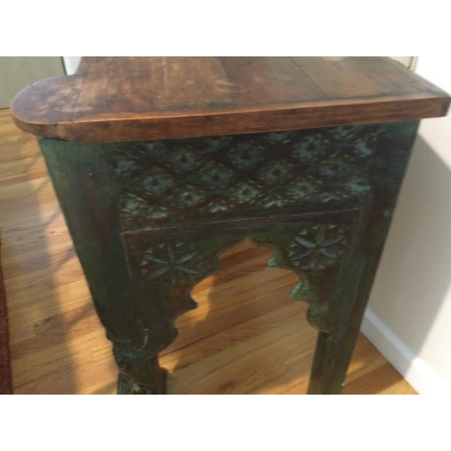 Wood Console Table With Hand Carved Designs For Sale - Image 12 of 13