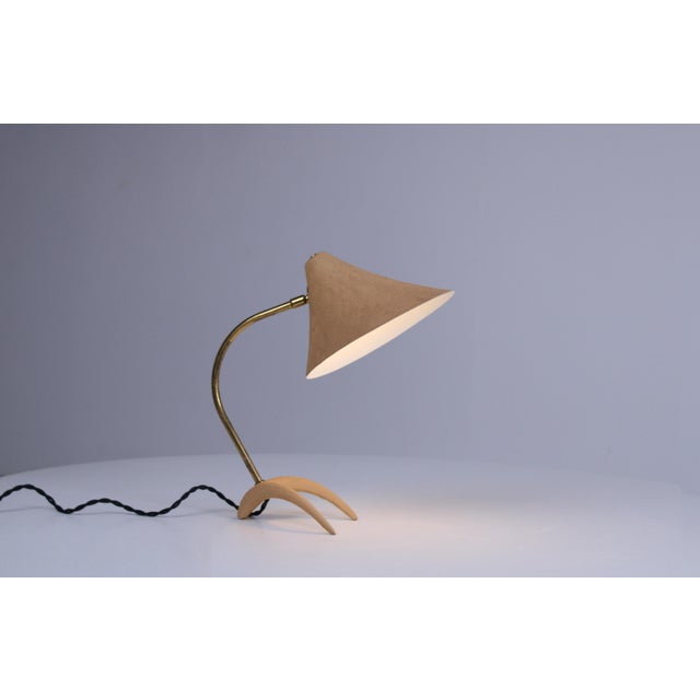 Brass and Beige Crowfoot Table Lamp attributed to Cosack Leuchten, 1950s For Sale - Image 18 of 18