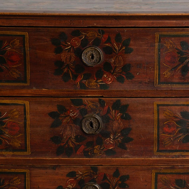 Hungarian Original Hand-Painted Pine Chest of Four Drawers Dated 1865 For Sale - Image 11 of 18