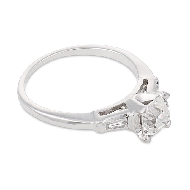 Mid Century Gia 1.00 Carat Old Mine Cut Diamond 14k White Gold Engagement Ring, Size 7 For Sale - Image 4 of 7