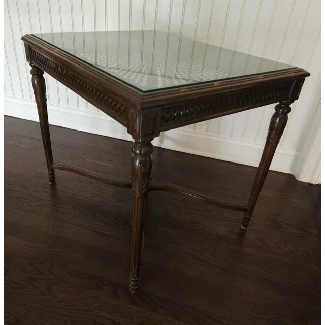 Glass Topped Cane and Carved Wood Side Table For Sale In New York - Image 6 of 12