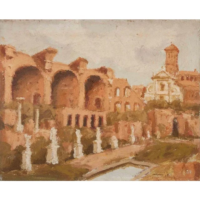 Franco Marzilli, Roman Ruins, Oil Painting, 1970s For Sale - Image 6 of 6