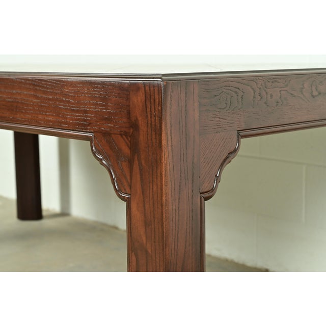 Henredon Mid-Century Hollywood Regency Chinoiserie Oak Extension Dining Table, Newly Refinished For Sale - Image 12 of 16