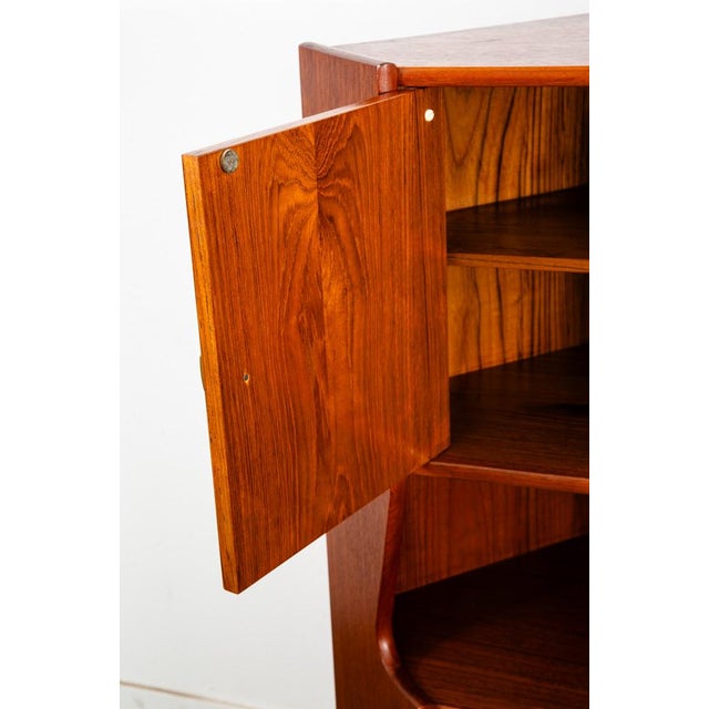 1960s Mid Century Danish Modern Corner Cabinet Unit Teak Denmark Hutch Brass For Sale In Sacramento - Image 6 of 12
