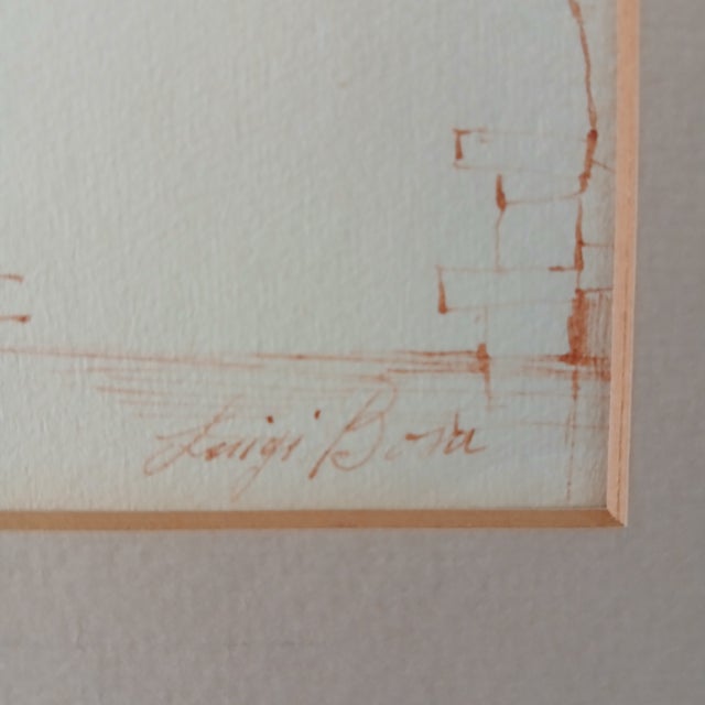 Paper Luigi Bosa Sepia Ink Drawing Venetian Gondolas 1961 For Sale - Image 7 of 9