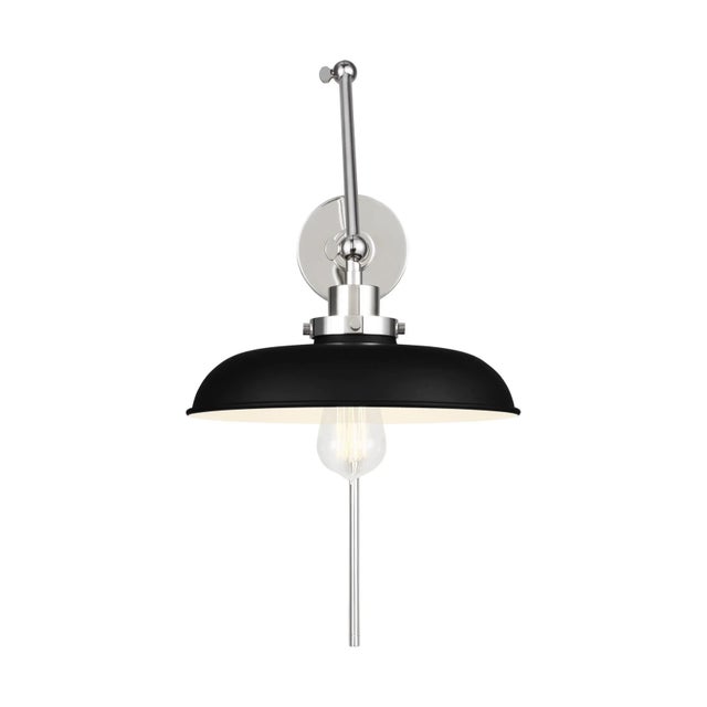 Chapman & Myers by Visual Comfort Studio Wellfleet Double Arm Wide Task Sconce, Midnight Black & Polished Nickel For Sale - Image 4 of 5