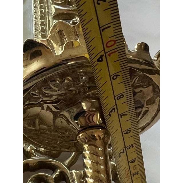 Vintage Pair Italian Bacchus Brass Mirror Wall Hanging Sconces Candleholders For Sale - Image 12 of 12