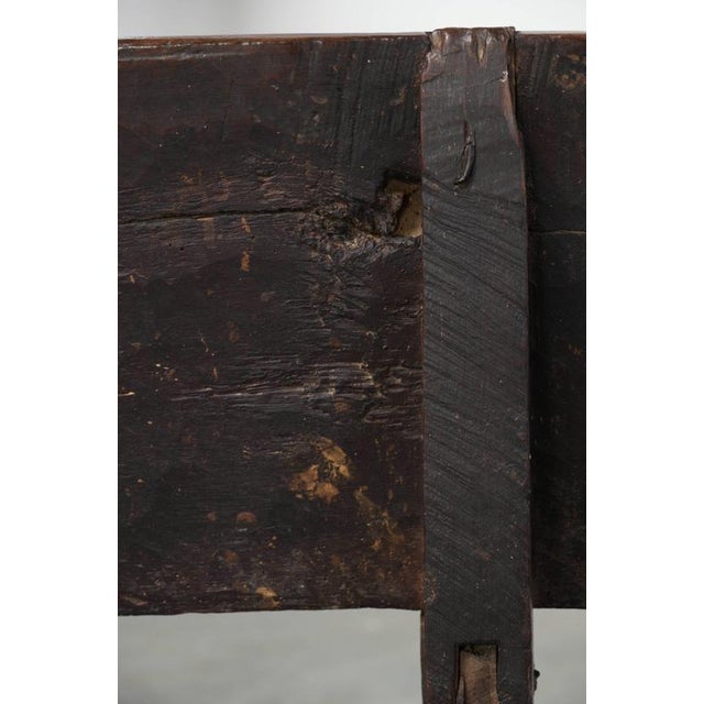 Antique Farmhouse Spanish Walnut Hall Bench For Sale - Image 17 of 18