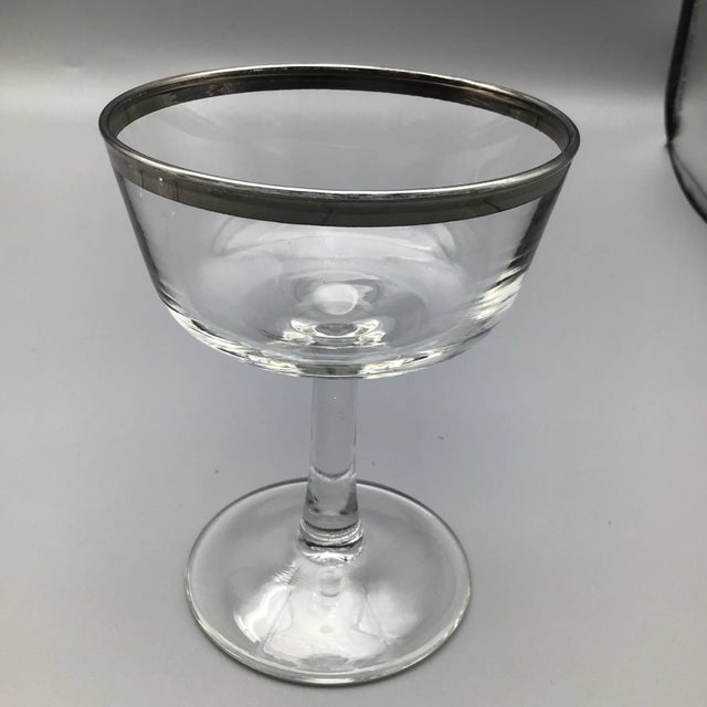 French Platinum Rim Crystal Champagne/Sherbet Glasses-Set of 11 For Sale In Sacramento - Image 6 of 13