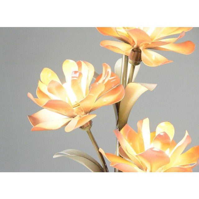 Hollywood Regency Floor Lamp Circa 1970s. Painted steel flowers and leaves - Takes 4x E27 bulbs - 46cm wide x 46cm x 150cm...